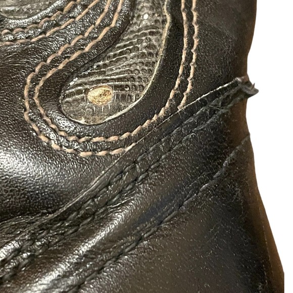 MISS CAPEZIO USA Made Vintage Black Leather Metallic Butterfly Cowboy Boots 8 - Picture 12 of 16
